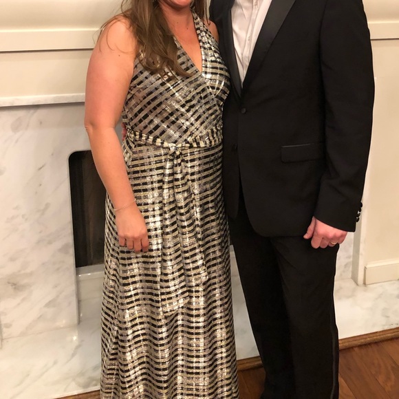 Leslie Fay black and gold dress - Picture 4 of 4